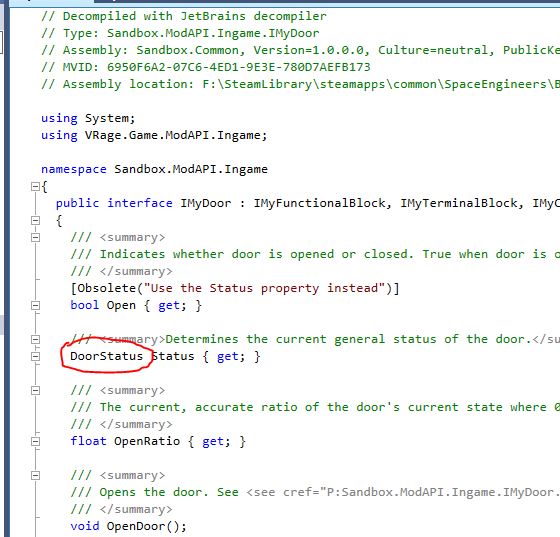 Navigating to DoorStatus enum